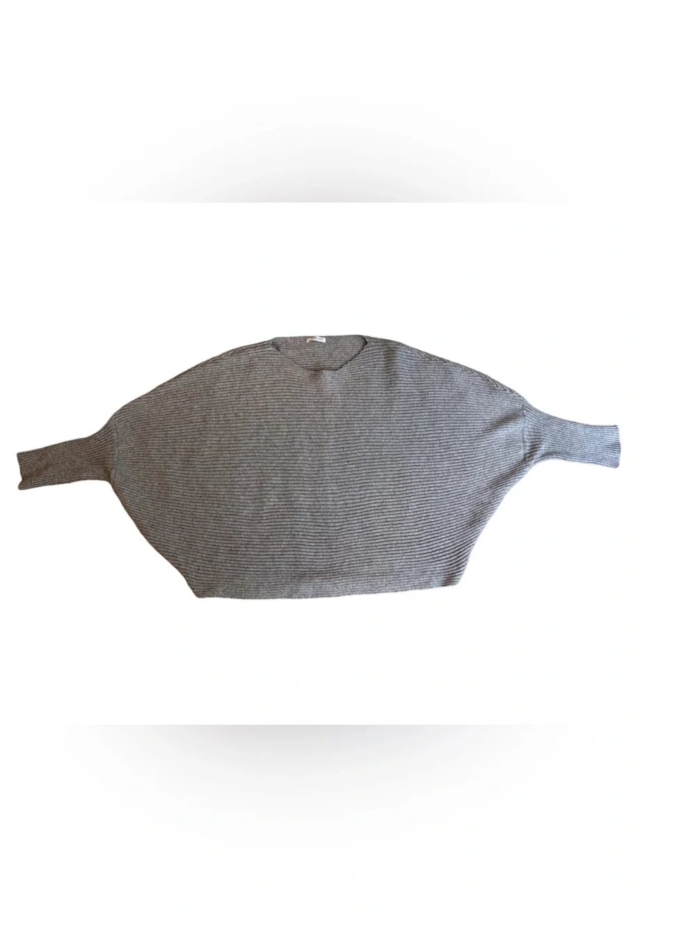 NWOT Chic Soul Women's Gray Ribbed Scoop Neck Bat Sleeve Sweater, Size 2XL